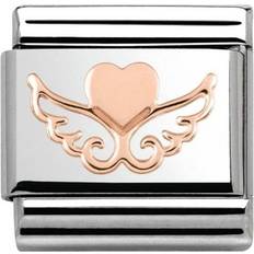 Rose Gold Charms & Pendants Nomination Composable Classic Link Heart with Wings Charm - Silver/Rose Gold