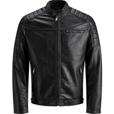 Men - Zipper Jackets Jack & Jones Imitation Leather Jacket - Black