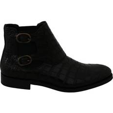 Dolce & Gabbana Men Boots Dolce & Gabbana Crocodile Leather Derby Boots - Black