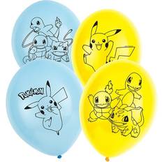 Blue Latex Balloons Amscan Latex Balloons Pokémon Blue/Yellow 6-pack