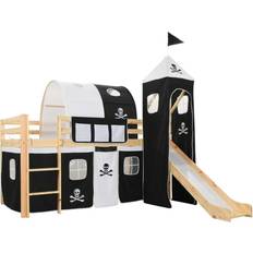 Brown Loft Beds vidaXL Children's Loft Bed with Slide & Ladder 38.2x81.9"