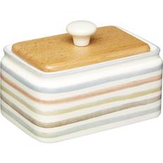 Beige Serving Platters & Trays KitchenCraft Classic Collection Striped Butter Dish