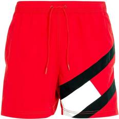 Red Swimming Trunks Tommy Hilfiger Colour Blocked Slim Fit Mid Length Swim Shorts - Primary Red