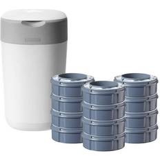 Plastic Diaper Pails Tommee Tippee Twist & Click Nappy Disposal Bin Starter Kit with 12 Refills