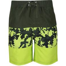 Regatta Kid's Shaul III Swim Shorts - Racing Green Camo Print Electric Lime