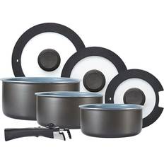 Cast Iron Hob Sauce Pans Tower Freedom with lid 7 Parts