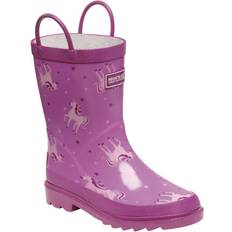 Pink Wellingtons Children's Shoes Regatta Kid's Minnow Printed Wellington Boots - Unicorn Radiant Orchid