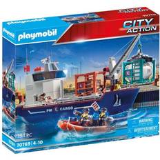 Playmobil Building Games Playmobil City Action Cargo Ship with Boat 70769