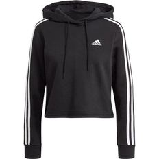 Adidas Women's Essentials 3-Stripes Cropped Hoodie - Black/White