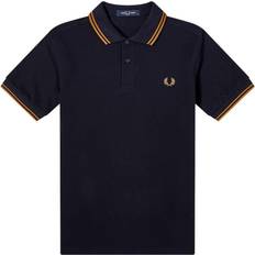 3XL Polo Shirts Fred Perry Twin Tipped Polo Shirt - Navy/Dark Caramel/Dark Caramel