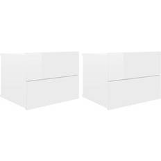 vidaXL High Gloss Chipboard Bedside Table 30x40cm 2pcs