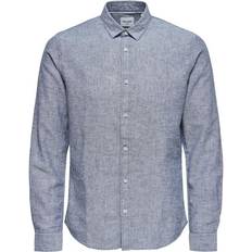 Only & Sons Solid Long Sleeved Shirt - Blue/Dress Blues