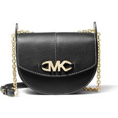 Michael Kors Izzy Small Pebbled Leather Saddle Crossbody Bag - Black