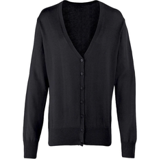 Premier Button Through Long Sleeve V-Neck Knitted Cardigan - Black