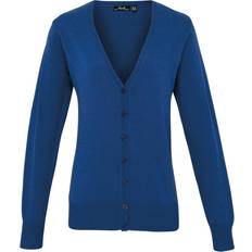 Cotton Cardigans Premier Button Through Long Sleeve V-Neck Knitted Cardigan - Royal