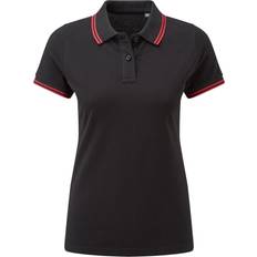 ASQUITH & FOX Women’s Classic Fit Tipped Polo - Black/Red
