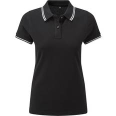 ASQUITH & FOX Women’s Classic Fit Tipped Polo - Black/White