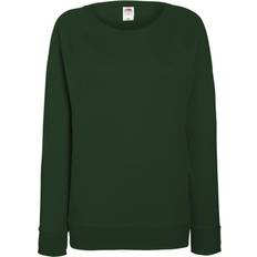Sweatshirts - Women Jumpers Fruit of the Loom Ladies Lightweight Raglan Sweatshirt - Bottle Green