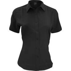 Henbury Ladies Wicking Short Sleeve Work Shirt - Black