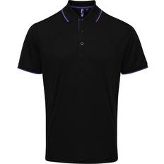 Premier Contrast Coolchecker Polo Shirt - Black/Purple