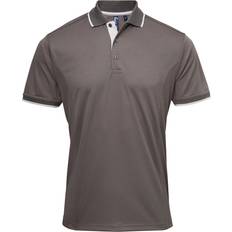 Premier Contrast Coolchecker Polo Shirt - Dark Gray/Silver