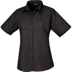 Premier Women's Short Sleeve Poplin Blouse - Black