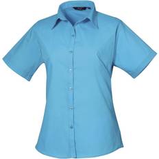 Premier Women's Short Sleeve Poplin Blouse - Turquoise