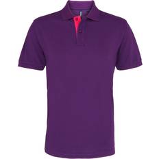 ASQUITH & FOX Classic Fit Contrast Polo Shirt - Purple/Pink