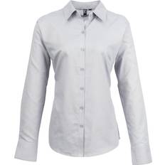 Premier Women's Long Sleeve Signature Oxford Blouse - Silver