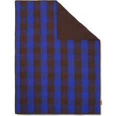 Checkered Blankets Ferm Living Grand Blankets Choco/Bright Blue (170x120cm)