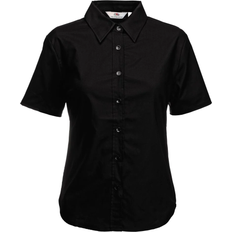 Fruit of the Loom Women's Oxford Short Sleeve Shirt - Black