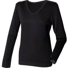 Henbury Ladies V-Neck Jumper - Black