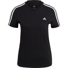 adidas Women's Loungewear Essentials Slim 3-Stripes T-shirt - Black/White