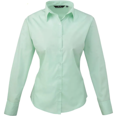 Premier Women's Long Sleeve Poplin Blouse - Aqua