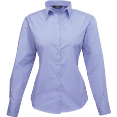 Premier Women's Long Sleeve Poplin Blouse - Mid blue