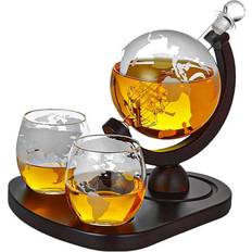 MikaMax Deluxe Globe Decanter Set Whiskey Carafe 4pcs 0.85L