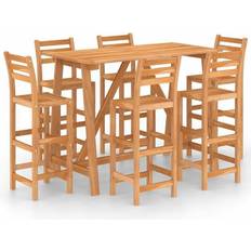 Brown Outdoor Bar Sets vidaXL 3057851 Outdoor Bar Set, 1 Table incl. 6 Chairs