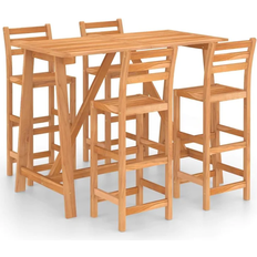 Brown Outdoor Bar Sets vidaXL 3057850 Outdoor Bar Set, 1 Table incl. 4 Chairs