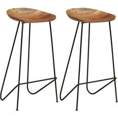 vidaXL Solid Acacia Wood Bar Stool 76cm 2pcs