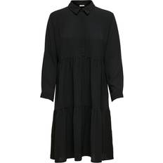 Best Dresses Jacqueline de Yong Solid Colored Shirt Dress - Black