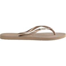 Gold - Women Flip-Flops Havaianas Slim Logo Metallic - Rose Gold