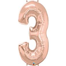 Qualatex Latex Ballons 34 Inch Metallic Number 3 Rose Gold