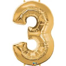 Qualatex Latex Ballons 34 Inch Metallic Number 3 Gold