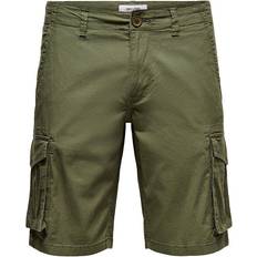 Only & Sons Solid Colored Cargo Shorts - Green/Olive Night