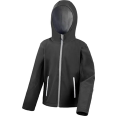Elastane Shell Jackets Result Kid's Core Hooded Softshell Jacket - Black/Grey