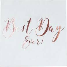 Ginger Ray Paper Napkins Best Day Ever Beautiful Botanic Rose Gold 20-pack