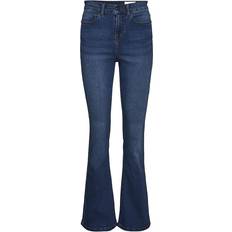 Noisy May Sallie High Waist Flared Jeans - Medium Blue Denim