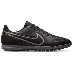 Faux Leather - Turf (TF) Football Shoes Nike Tiempo Legend 9 Club TF - Black/Metallic Bomber Grey/Iron Grey
