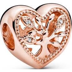 Pandora Openwork Family Tree Heart Charm - Rose Gold/Transparent