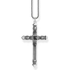 Onyx Necklaces Thomas Sabo Rebel At Heart Cross Necklace - Silver/Black